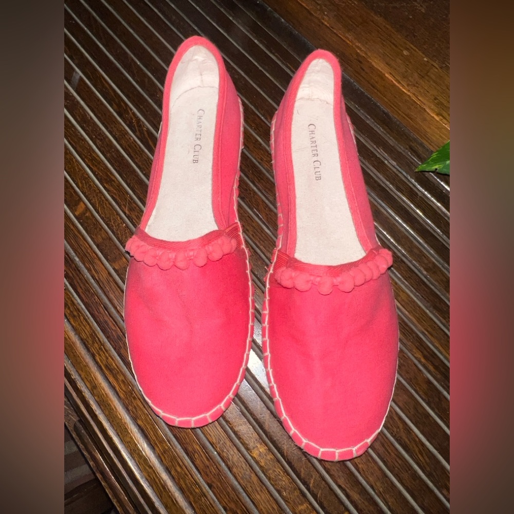 Charter Club Women's‎ Coral Espadrilles 9M pompom accents